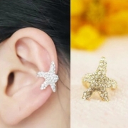 Gold/Silver Tone Rhinestone Starfish Ear Clip