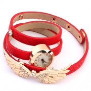 Gold Tone Wing Rhinestones Chic Bracelet Wrist Watch 