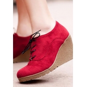 Classy Contrast Color Wedge Ankle Booties Shoes