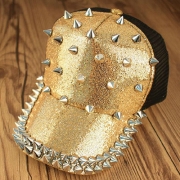 Fashion Paillette Rivets Peaked Cap