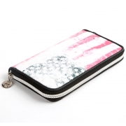 Flag Floral Print Canvas Women Wallet Clutch