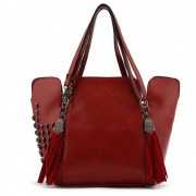 Vintage Skull Head Rivets Tassels Bucket Bag Shoulder Messenger Bag
