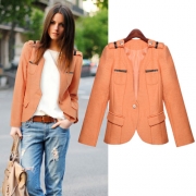 Fashion Solid Color Long Sleeve Slim Fit Woolen Coat