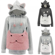 Pet Carrier Hoodie Sweatshirt with Large Front Pockets - Convenient and Comfortable