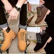 Men's Durable Waterproof Artificial Leather PU Work Safety Shoes for Construction Sites