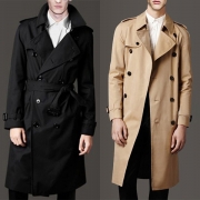 Vintage Double-breasted Notch Lapel Self-tie Belt Jacket for Men