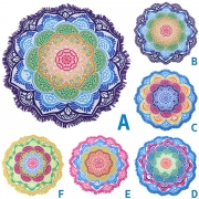 Bohemian Style Floral Printed Round Shape Beach Towel Cushion