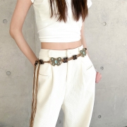 Bohemia Style Rhinestone Bead Butterfly  Braid Waist Belt