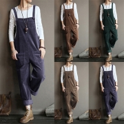 Fashion Patch Pockets Corduroy Jumpsuit for Men