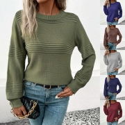 Fashion Crew Neck Long Sleeve Knitted Sweater