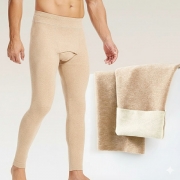 Men's  Thermal Pants with Built-in Pouch and Fleece Lined