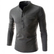 Fashion Solid Color Long Sleeve Round Neck Men's Knit Tops