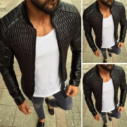 Fashion Solid Color Zipped Slim-Fit Shape Men's Jacket