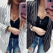 OL Style Long Sleeve Slim Fit Striped Blazer
