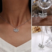 Fashion Hollow Out Lotus Pendant Necklace