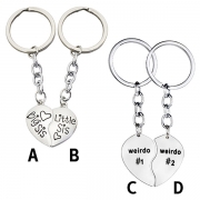 Chic Style Letters Engraved Heart Pendant Besties Key Chain