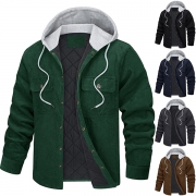 Fashion Long Sleeve Hooded Mock Two-piece Man's Coat