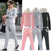 Fashion Long Sleeve Hoodies + High Waist Pants Sport Suit