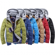Fashion Long Sleeve Hooded Mock Two-piece Men's Padded Coat