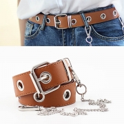 Punk Style Keyhole PU Leather Waistband 
