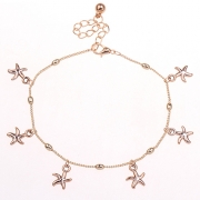 Fashion Alloy Gold Tone Starfishes Anklets