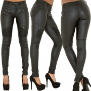 Fashion Low-rise Slim Fit PU Artificial Leather Pants