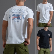 Casual Printed Round Neck Short Sleeve Shirt for Men