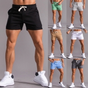 Sporty Solid Color Basic Drawstring Sweatshorts for Men
