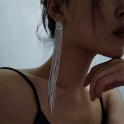 Fashion Bling-bling Rhinestone Tassel Drop Earrings