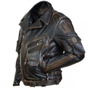 Multi-Zipper Lapel Style Leather Jacket