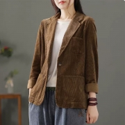 Vintage-Style Corduroy Cardigan: Loose-Fit Casual Jacket