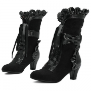 Women's Mid-Heel with Bow Lace-Up Boots