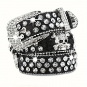 Rhinestone Skull Versatile PU Leather Belt