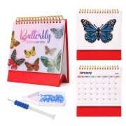 2026 DIY Butterfly Pattern Calendar - Creative Diamond Painting Desk Decor