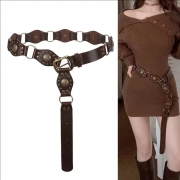 Bohemia Style Rivet O-ring Artificial Leather PU Belt