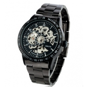 Auto-Mechanical Self-Winding Hollow Engraving Silver Alloy Band Analog Wrist Watch 
