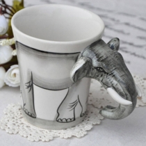 Novelty Handpainted Elephant Coffee Cup