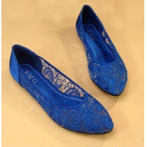 Elegant Retro Solid Color Floral Crochet Lace Flats Shoes