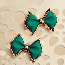 Cute Stylish Jewelry Blue Green Sweet Bowknot Stud Earring 