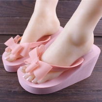 Bowknot High Wedge Heel Platform Flip Flop Thong Sandal 