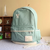 Leisure Polka-dot Print Contrast Color Bowknot Canvas Backpack
