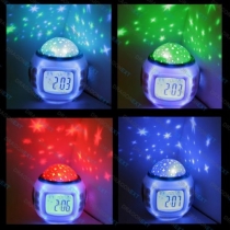 Starry Night Projector and Sound Shooter. With 6 Lullabies and 4 Nature Sounds. Large LCD Alarm Clock