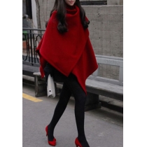 Latest Trendsetting Gorgeous Elegant Irregular Red Worsted Cloak Coat
