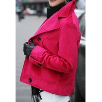 Bling Candy Color Lapel Double Breast Tweed Coat