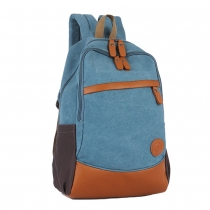 Retro British Contrast Color Patch Zip Backpack Schoolbag Bag