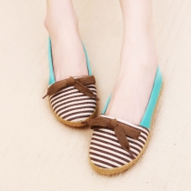 Contrast Color Stripe Casual Flats Slip On Shoes Loafer 