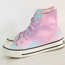Candy Color Hand Painting High Top Canvas Sneaker 