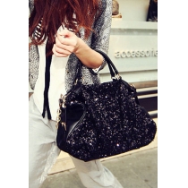 European Style Cool Paillette Black Handbag