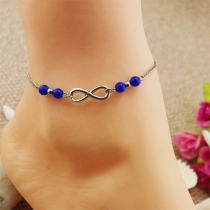 Fashion Beads Lucky Number 8 Silver Ankle Chain 
