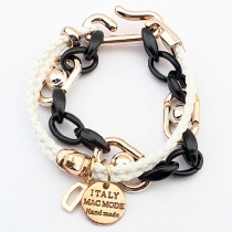 Metallic Chain Links Multistrand Braided String Charm Bracelet 